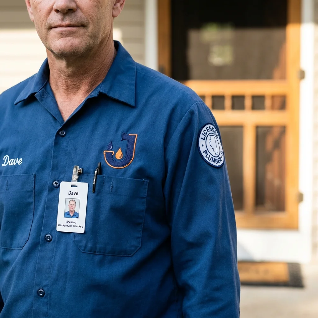 Licensed plumber showing ID badge in Sewickley, PA