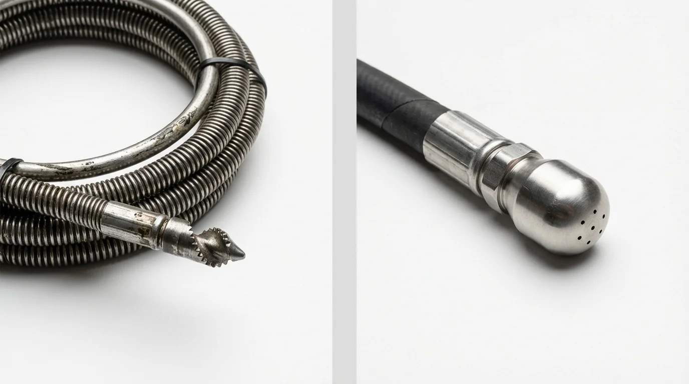Drain snake cable and hydro jetting nozzle used for drain cleaning in Sewickley, PA
