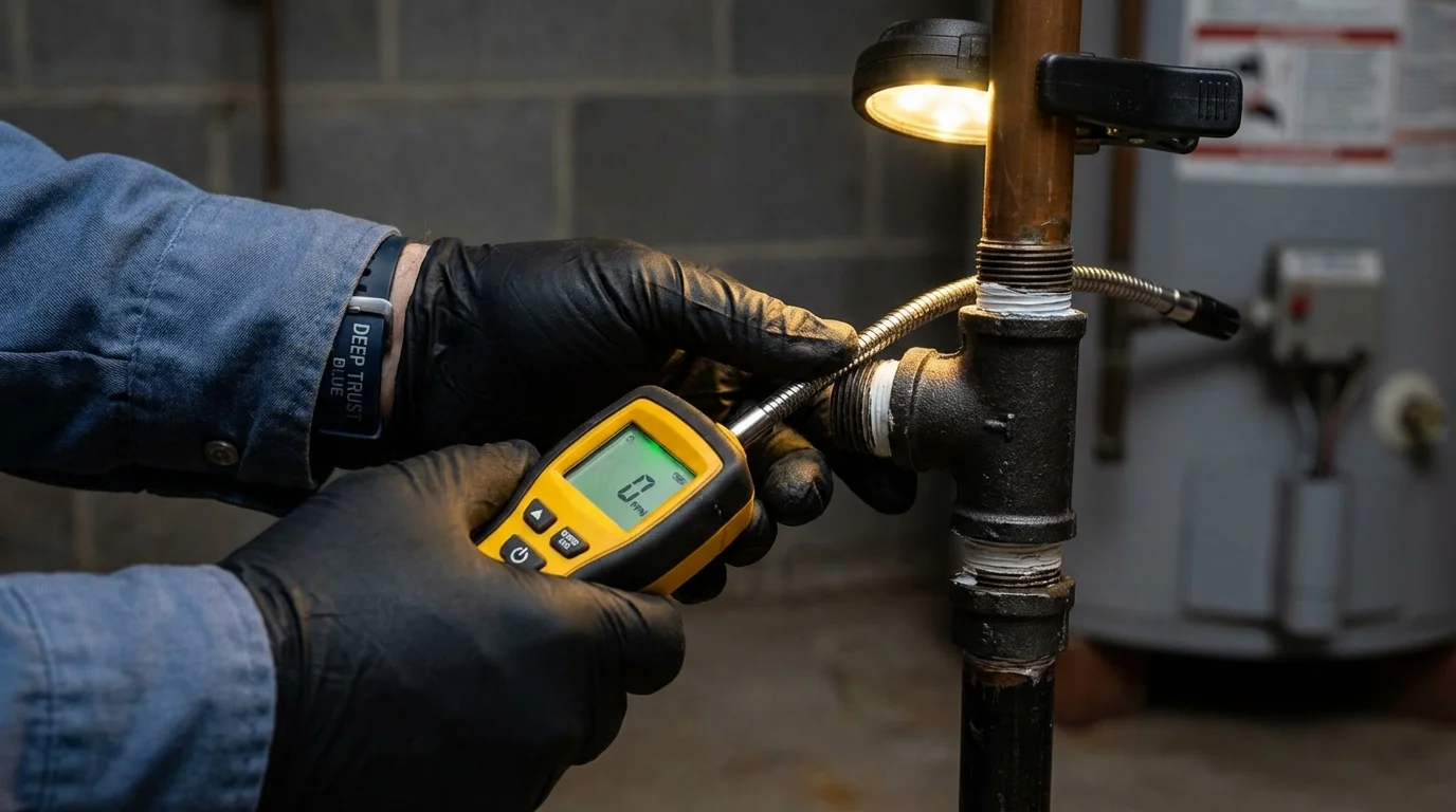Gas leak detection with electronic sniffer by Johns Plumbing LLC in Sewickley