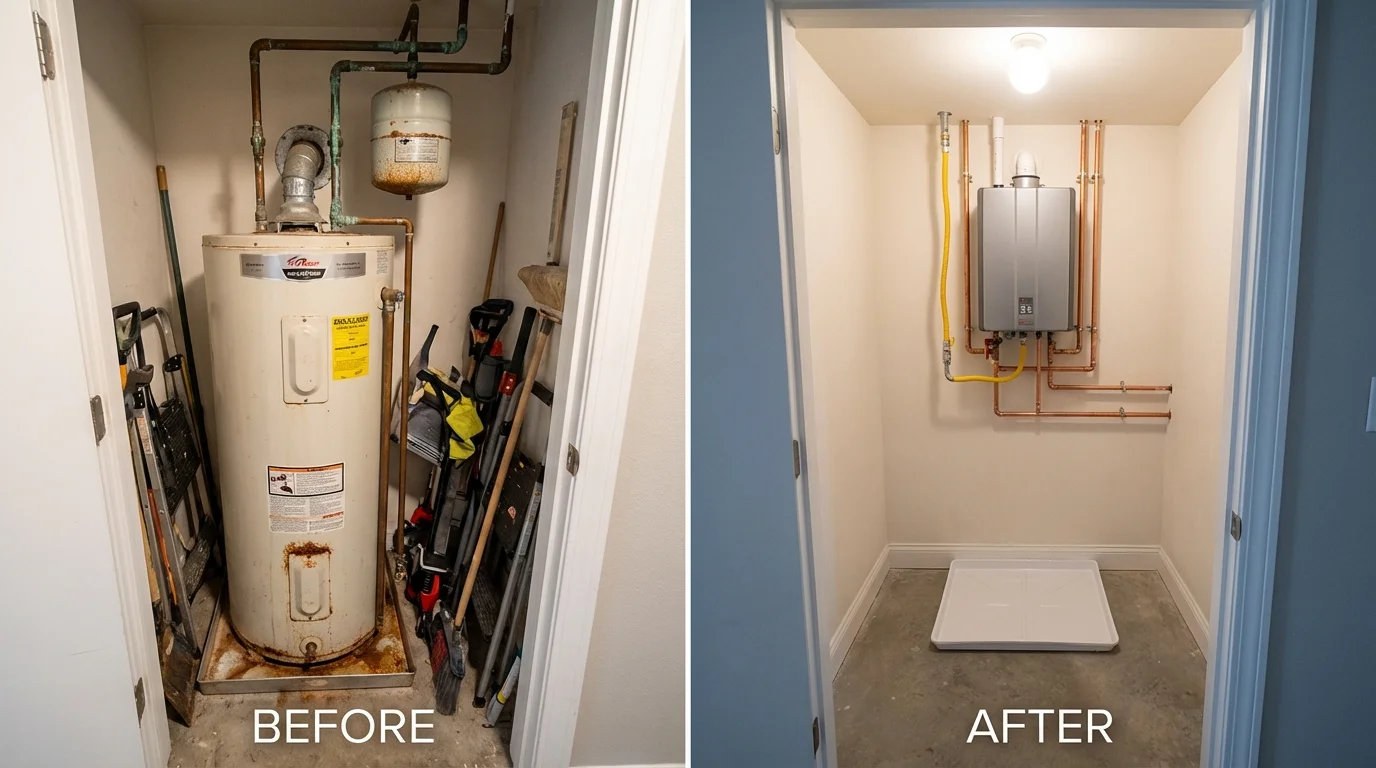 Tank water heater versus wall-mounted tankless unit comparison for Sewickley, PA homeowners